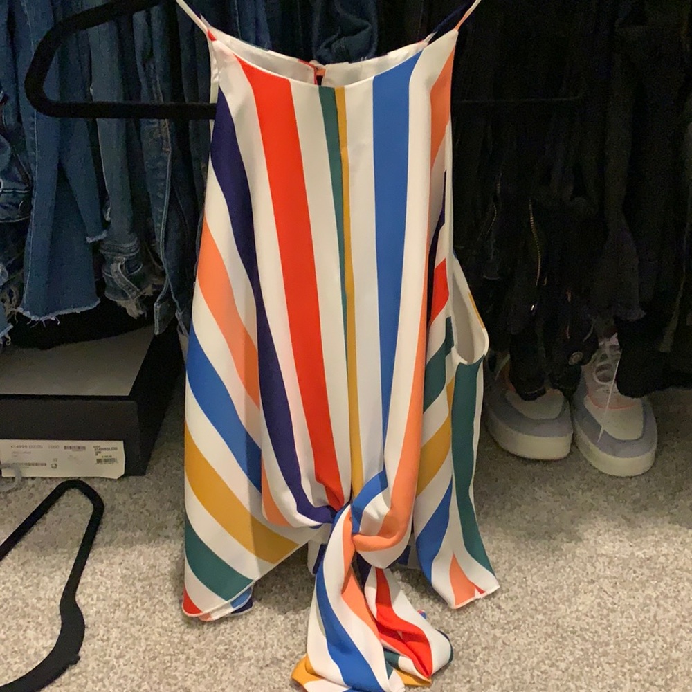 Darah Dahl rainbow striped knot front top